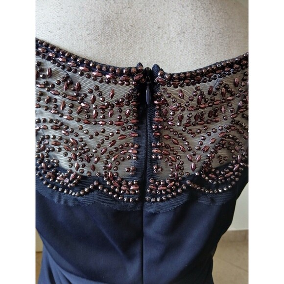 XSCAPE Womens Dress Dark Blue Navy part Riches beaded Zipper‎ Size 14 Cocktail - Picture 5 of 16